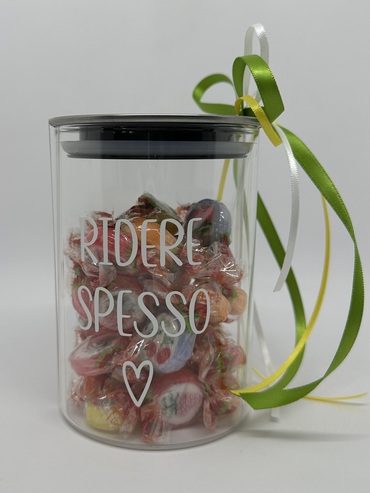 Barattolo in vetro personalizzato confezionato
