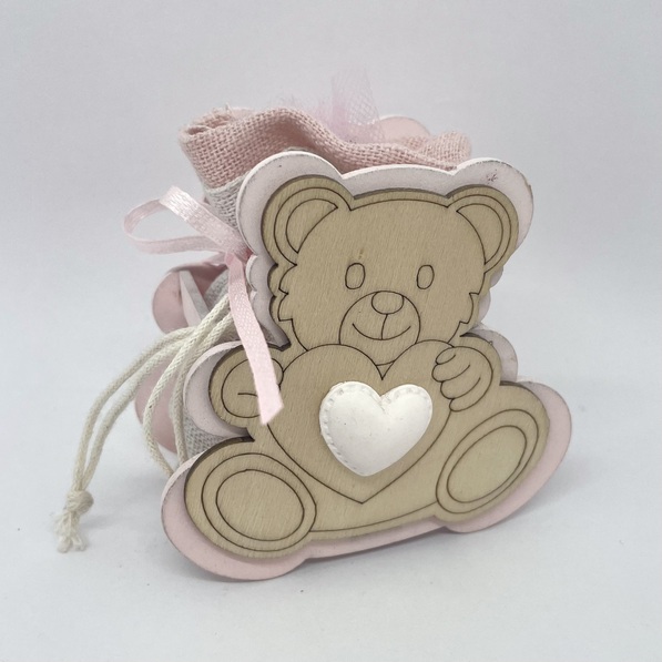 SACCHETTO ORSO IN LEGNO ROSA
